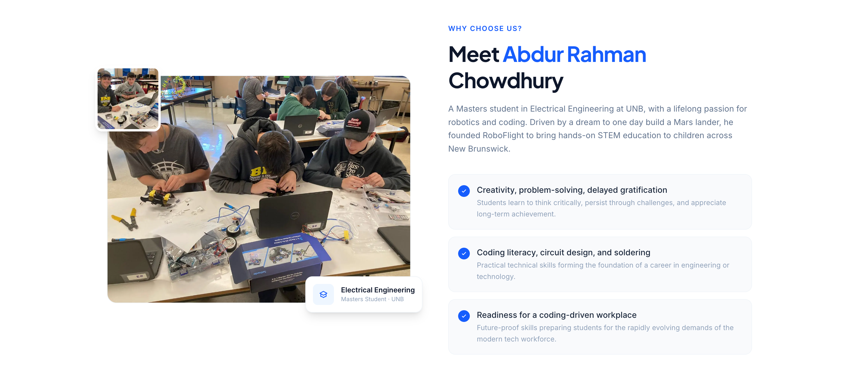 ROBOFLIGHT — Founder story & about section